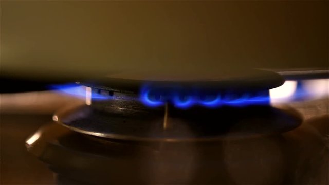 Kitchen Gas Stove Fire Burning