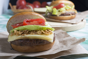 Burgers with ingridients