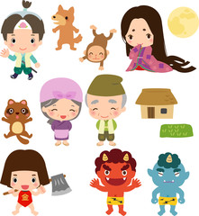 日本昔話の登場人物イラストセット
