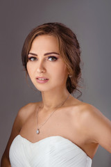 Bride in wedding dress studio shooting