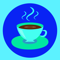 cup of coffee on a blue background, flat