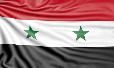 Flag of Syria, 3d illustration with fabric texture