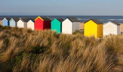 Colourful beach huts at Southwold
