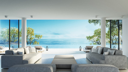 Fototapeta na wymiar Beach living on Sea view / 3d rendering