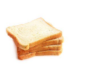 Slices of bread isolated on white background