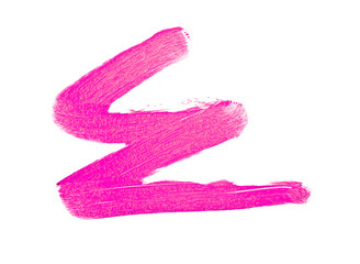 Violet color lipstick stroke on white background