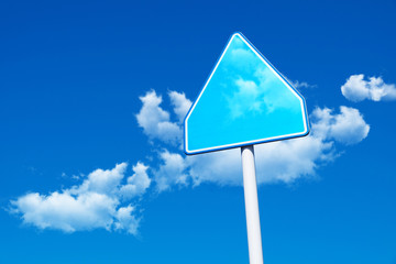 Blank Sign on Blue Sky / Blank Sign on Blue Sky with Cloud Background