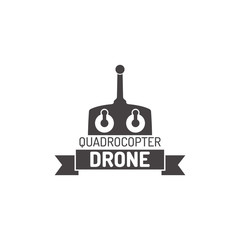 Drone or quadrocopter label, badge, emblems isolated on white background.