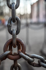 multiple chains linked together, the vertical frame