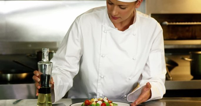 Gourmet cook cooking salad