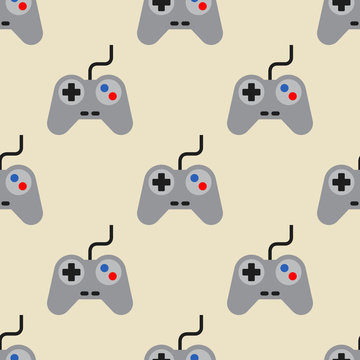 Icono plano patrón con control videojuegos fondo rosa 