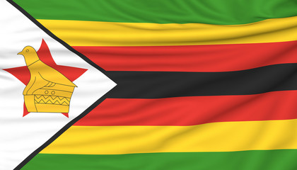 Flag of Zimbabwe, 3d illustration with fabric texture