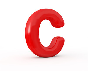 Inlate shiny red letter, 3d illustration.