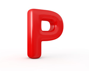Inlate shiny red letter, 3d illustration.