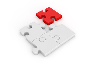 Teamwork concept based on jigsaw puzzle. 3d illustration