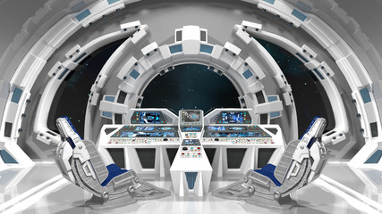 Spaceship. Command room. White interior.  © apexinfinity