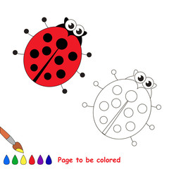 Funny red ladybug cartoon. Page to be colored. 