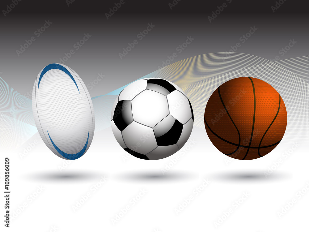 Wall mural rugby football and basketball background