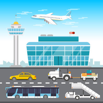Airport infographic elements vector flat design illustration.