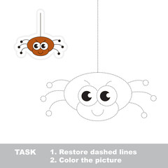 Funny spider to be traced. Vector trace game.