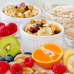 Müsli, Obst und Nüsse
