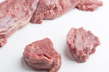 raw beef isolated on white background