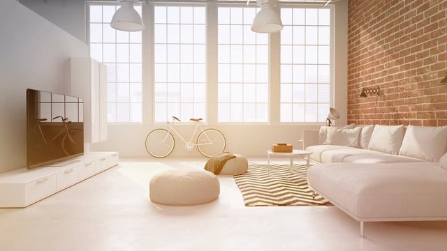 modernes wohnzimmer in einem loft. wohnidee