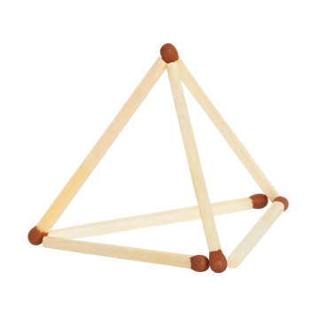 Pyramid made of matches on a white background