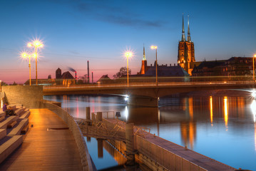 Wrocław wieczorny krajobraz miasta