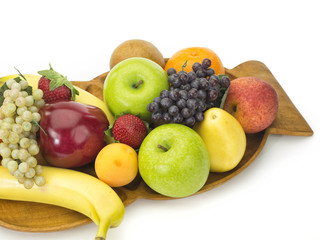 tasty summer fruits in backet isolated on white