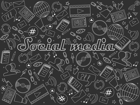 Social media chalk vector illustration