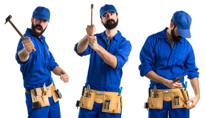 Plumber holding a hammer