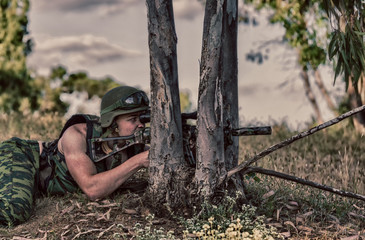 soldier with weapon