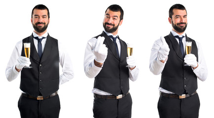 Luxury waiter coming gesture