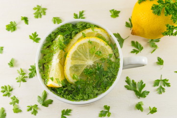 Water with parsley and lemon
