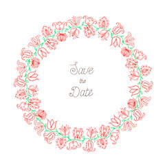 Floral wreath hand drawn color.