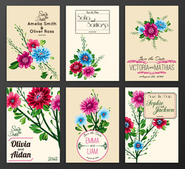 Save the Date with  floral vintage ornament. 