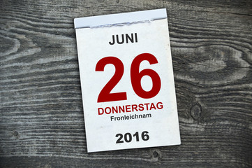 Abreißkalende mit Fronleichnam 2016