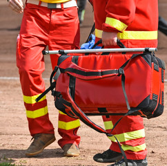 Ambulance stuff with medical equipment