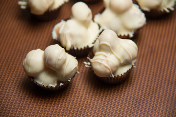 Fototapeta na wymiar white chocolate macadamia nut against background.