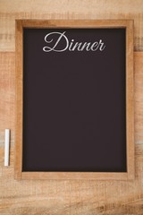 Composite image of dinner message on a white background 