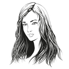 beautiful woman face hand drawn vector illustration sketch