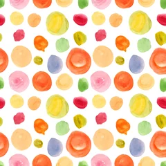 Gordijnen Naadloos patroon met polka dot ornament © irenemuse