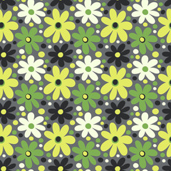 Seamless pattern with decorative daisy flowers
