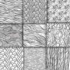 Abstract doodle seamless patterns set