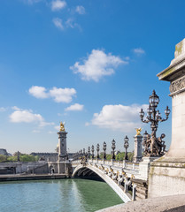 Alexandre Bridge in Paris on a bright sunny morning