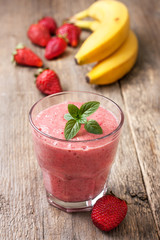 smoothie with banana and strawberries