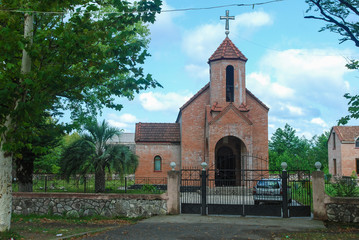 Georgia, Tbilisi. Old town street. Ortodox church.