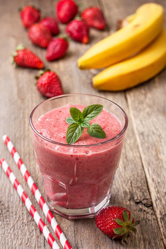 smoothie with banana and strawberry