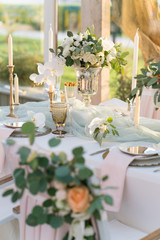 beautifully decorated table with flowers 
